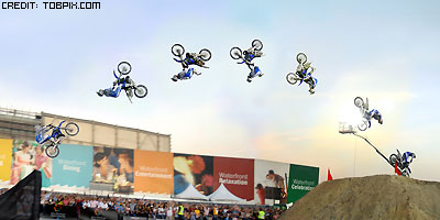 Greg Hatman throws down a switchblade-backlflip. 