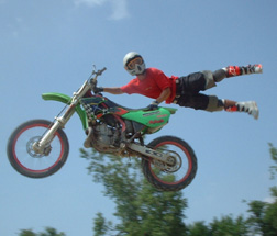 Practicing my "Superman Seat Grabs" at the practice area near my house. Spring 2002.